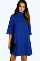 Boohoo Sonia Turn Back Collar Shift Dress Cobalt