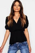 Boohoo Woven Wrap Front Top