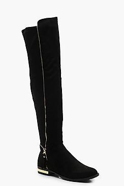 Boohoo Zip Side Knee Boots