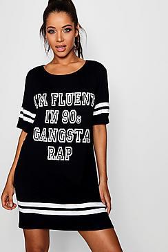 Boohoo Kyla 90's Gangsta Rap Sleep Tee