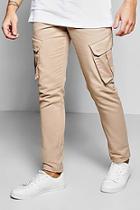Boohoo Skinny Cargo Trousers With Raw Edge Hem