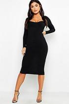 Boohoo Ribbed Sweetheart Midi Dress