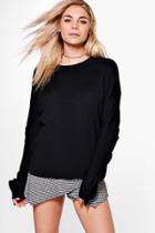 Boohoo Bethany Ruffle Sleeve Jumper Black