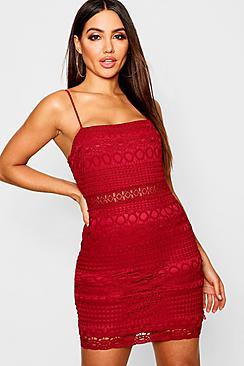 Boohoo Lace Square Neck Bodycon Dress