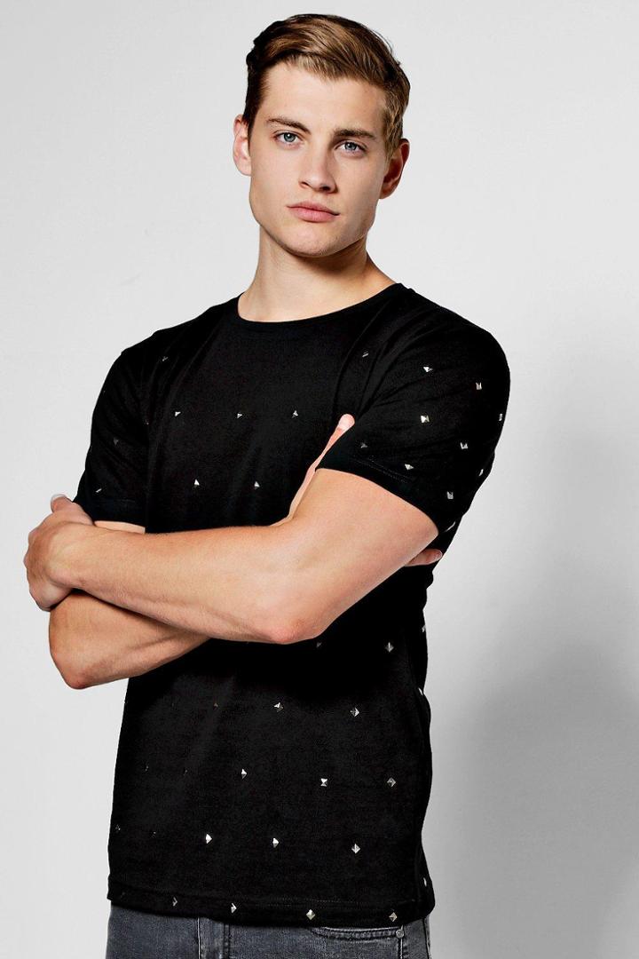 Boohoo All Over Studd T Shirt Black