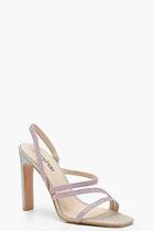 Boohoo Glitter Asymmetric Flat Heel Sandals