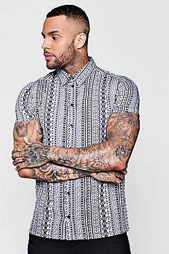 Boohoo Aztec Print Short Sleeve Shirt Co-ord