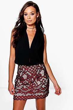 Boohoo Boutique Nalani Contrast Lace A Line Skirt