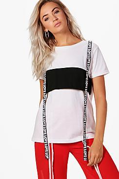 Boohoo Charlie Tape Detail Oversized Tee