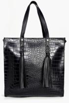 Boohoo Robyn Mock Croc Shopper Day Bag Black