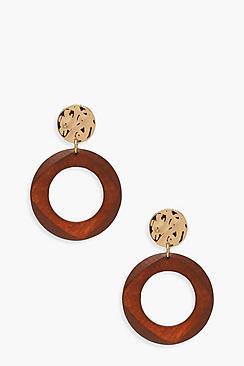 Boohoo Round Wooden Earrings
