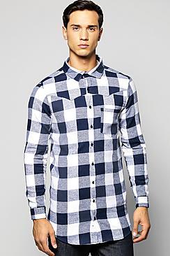 Boohoo Long Sleeve Buffalo Longline Shirt