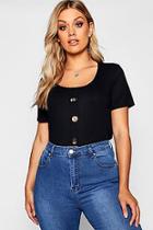 Boohoo Plus Mixed Button Rib Top