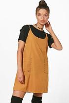 Boohoo Millie Crew Neck Studded Soft Touch Pinafore Dress
