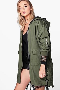Boohoo Hannah Boutique Lace Up Parka
