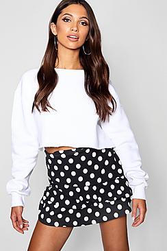 Boohoo Polka Dot Wrap Front Ruffle Short