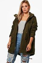 Boohoo Plus Alexia Cotton Twill Parka Coat