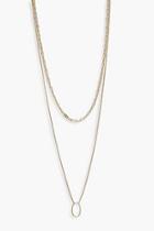 Boohoo Plus Chain Choker & Oval Layered Necklace