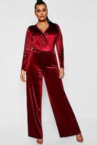 Boohoo Plus Velvet Inside Leg Trouser