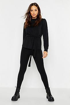 Boohoo Tie Waist Light Weight Sweat