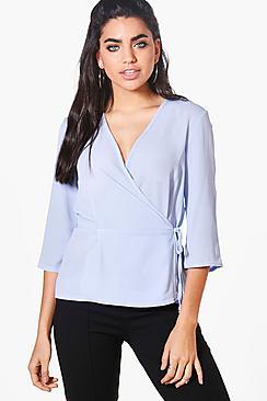 Boohoo Rebecca Wrap Over Tie Top