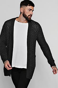 Boohoo Edge To Edge Honeycomb Knit Longline Cardigan