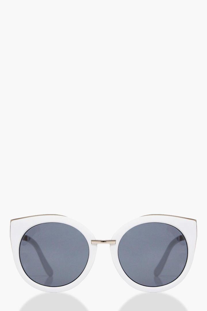 Boohoo Alice Contrast Frame Cat Eye Sunglasses White