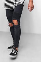 Boohoo Skinny Fit Biker Jeans With Ripped Knee