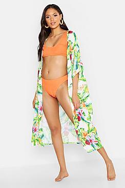 Boohoo Tall Tropical Print Beach Kimono