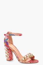 Boohoo Ida Oriental Print Embellished Block Heels
