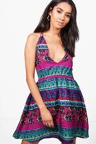 Boohoo Petite Hailey Mixed Print Halterneck Sundress Multi