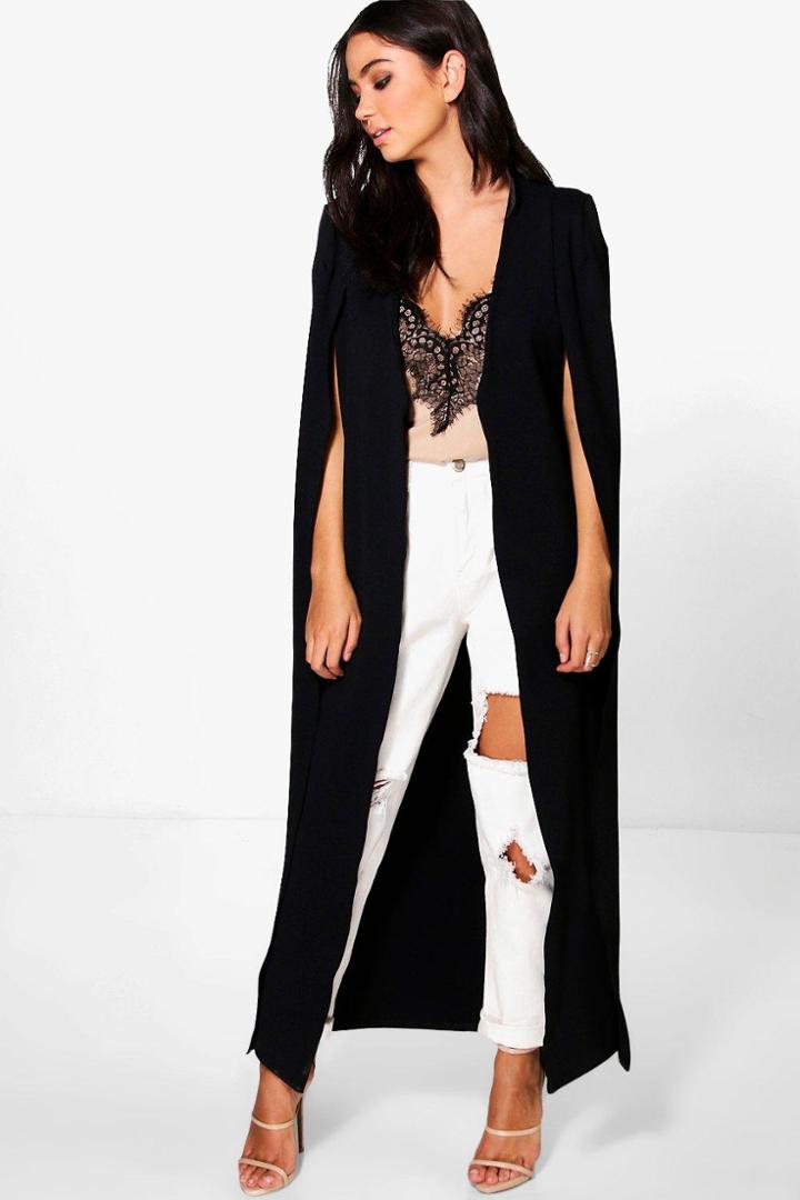 Boohoo Elise Maxi Cape Black