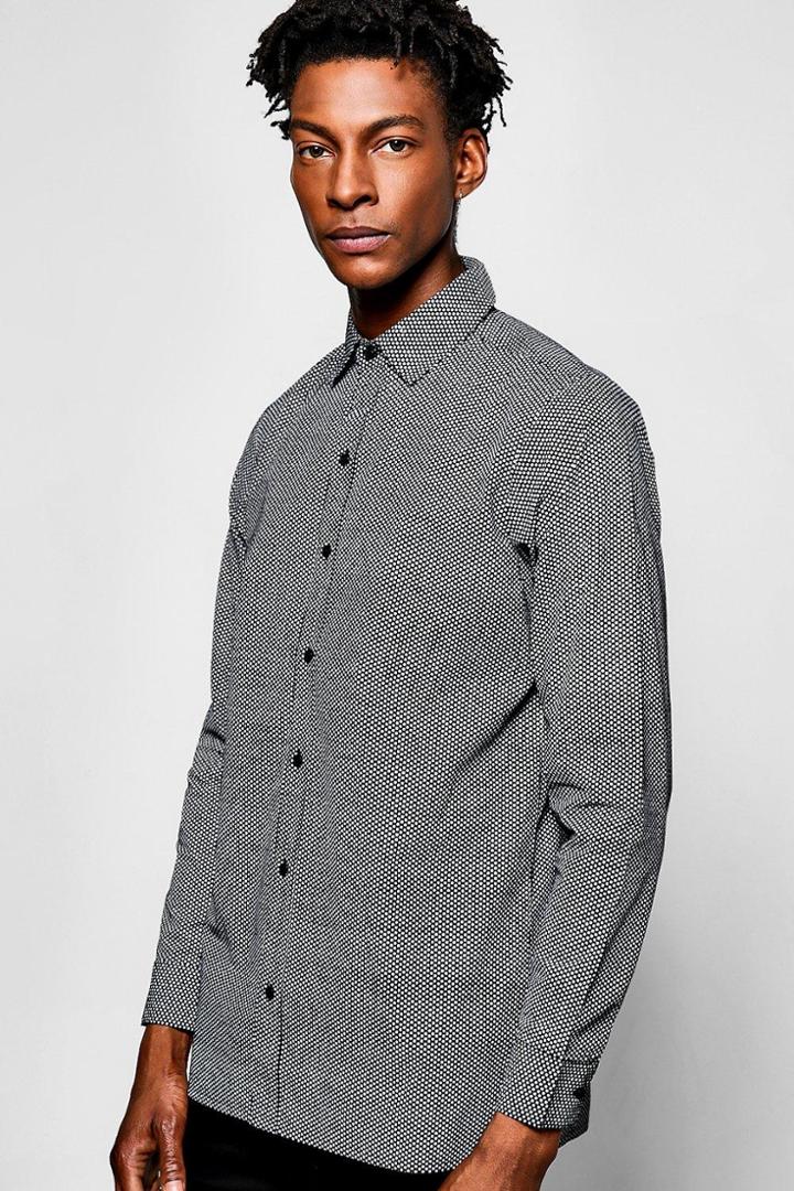 Boohoo Long Sleeve Geo Shirt Black