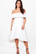 Boohoo Plus Alice Double Layer Skater Dress Ivory