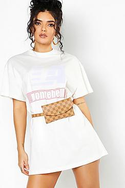 Boohoo La Tonal Oversized T-shirt Dress