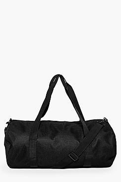 Boohoo Black Airtex Barrel Bag
