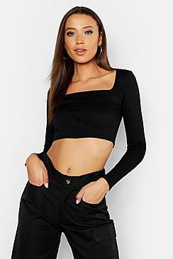 Boohoo Tall Square Neck Jumbo Rib Top