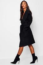 Boohoo Petite Hooded Wool Wrap Coat