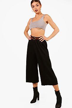 Boohoo Nadina Pleated Suedette Belted Culottes