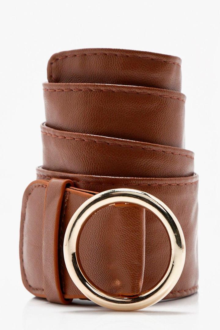 Boohoo Lucy Circle Buckle Loop Through Belt Tan