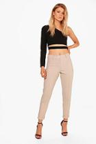 Boohoo Petite Turn Up Tailored Woven Trousers
