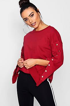 Boohoo Meg Athleisure Popper Sleeve Sweat Top