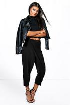 Boohoo Evie Wrap Front Cropped Trouser