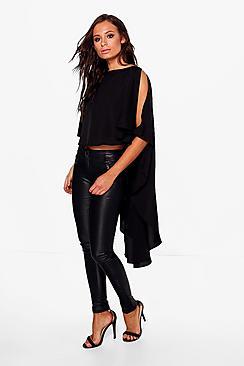 Boohoo Freya Drape Frill Woven Crop