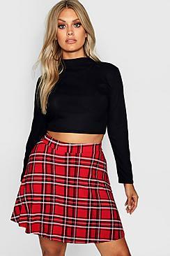 Boohoo Plus Tartan Skater Skirt