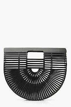 Boohoo Wooden Structured Grab Bag - Small