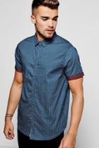 Boohoo Navy Short Sleeve Ditsy Print Shirt Navy