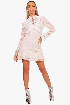 Boohoo Boutique Ray Peplum Hem Lace Bodycon Dress