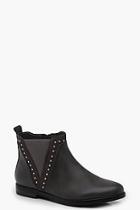 Boohoo Pin Stud V Cut Ankle Boots