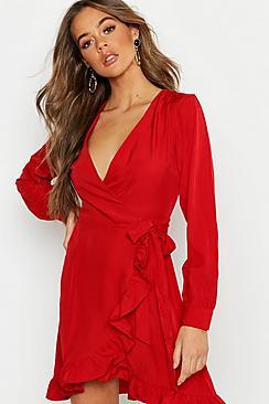Boohoo Frill Woven Skater Dress